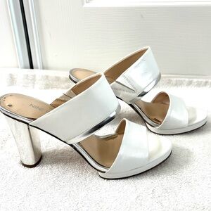 Nine West White & Silver Heels
